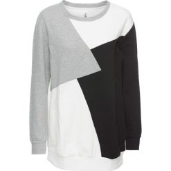 Bluzy damskie: Bluza dresowa bonprix biało-czarno-szary