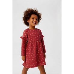 Mango Kids - Sukienka dziecięca Cherry 80-104 cm. Brązowe sukienki dziewczęce Mango Kids, bez wzorów, z bawełny, casualowe, z długim rękawem, długie, maxi, rozkloszowane. Za 99,90 zł.