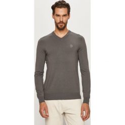 Trussardi Jeans - Sweter. Niebieskie swetry męskie Trussardi Jeans, s, z aplikacjami, z wiskozy, z włoskim kołnierzykiem, bez kaptura. Za 339,90 zł.