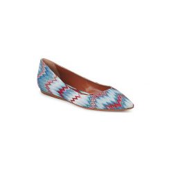 Baleriny Missoni VM031. Niebieskie baleriny damskie Missoni, bez wzorów, bez obcasa. Za 844,50 zł.