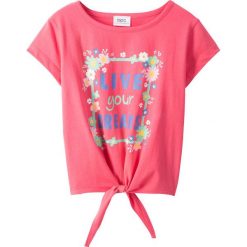 Shirt "boxy" z przewiązaniem bonprix jasnoróżowy. Różowe bluzki dziewczęce bonprix, z nadrukiem, bez kołnierzyka, bez rękawów, bez kaptura. Za 24,99 zł.