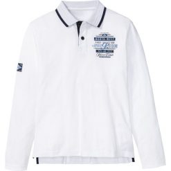 Shirt polo z długim rękawem i nadrukiem bonprix biały. Białe koszulki męskie bonprix, s, z nadrukiem, polo, z długim rękawem, długie. Za 54,99 zł.