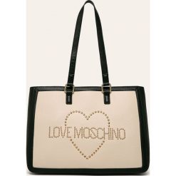 Love Moschino - Torebka skórzana. Czarne torby damskie na zakupy w paski, ze skóry, duże. W wyprzedaży za 799,90 zł.