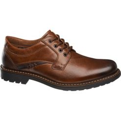 Półbuty męskie AM SHOE koniakowe. Brązowe półbuty skórzane męskie AM SHOE, na sznurówki. Za 239,90 zł.