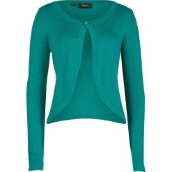 Bolerko dzianinowe bonprix zielony sosnowy. Niebieskie żakiety damskie bonprix, bez wzorów, z dzianiny, bez rękawów. Za 42,99 zł.