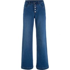 Dżinsy "soft-stretch" z wysoką talią WIDE bonprix niebieski. Niebieskie spodnie damskie z wysokim stanem marki bonprix, z jeansu. Za 89,99 zł.