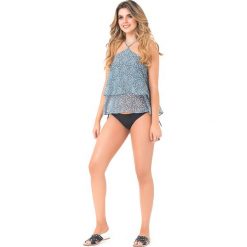Top w kolorze czarno-biało-niebieskim. Niebieskie topy damskie Phax Swimwear, s, bez wzorów, bez kołnierzyka, bez rękawów. W wyprzedaży za 107,95 zł.