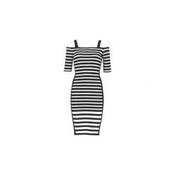 Sukienki krótkie Guess RIVITI. Czarne sukienki damskie marki Guess, s, z aplikacjami, bez kołnierzyka, z krótkim rękawem, krótkie, mini. Za 351,20 zł.