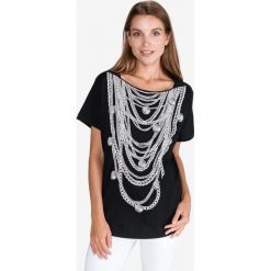 Just Cavalli Koszulka Czarny. Czarne koszulki damskie Just Cavalli, m, z nadrukiem, z bawełny, bez kołnierzyka. Za 721,95 zł.