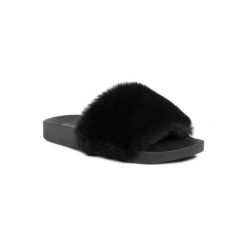 DeeZee WSH04-03 Czarny. Czarne klapki damskie DeeZee, bez wzorów, z materiału, bez obcasa. Za 49,99 zł.