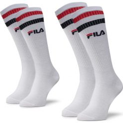 Zestaw 2 par wysokich skarpet unisex FILA - Calza F9637 White 300. Białe skarpetki damskie Fila, bez wzorów, z elastanu. Za 39,99 zł.