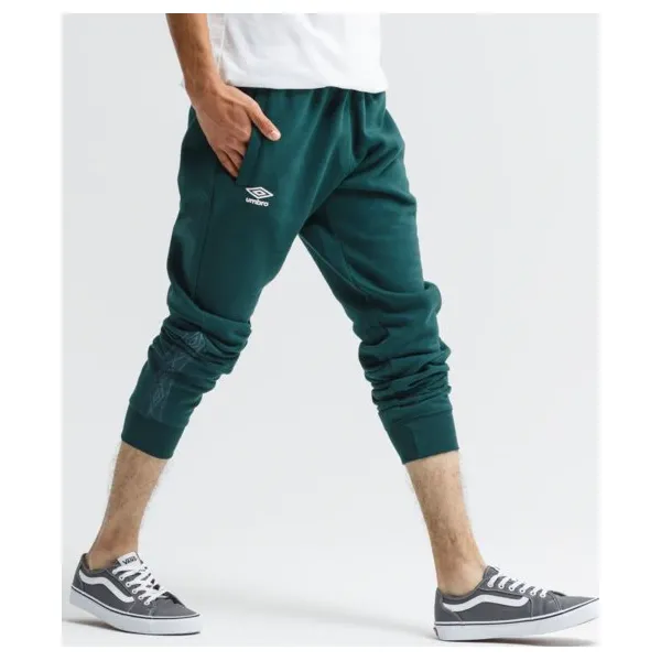 Umbro Spodnie Fleece With Cuff Taping , zielony, rozmiar S. Zielone spodnie męskie Umbro, s, bez wzorów, z bawełny, sportowe, długie. W wyprzedaży za 103,99 zł.