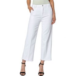 Dżinsy-kuloty "Patsy" w kolorze białym. Białe jeansy damskie Denim Special, w paski, z podwyższonym stanem. W wyprzedaży za 128,95 zł.