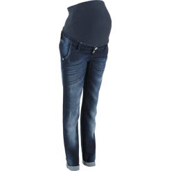 Dżinsy ciążowe Boyfriend ze zwężanymi nogawkami bonprix ciemnoniebieski "stone". Niebieskie spodnie damskie bonprix, z jeansu. Za 139,99 zł.