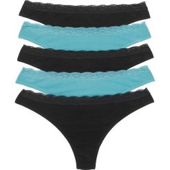 Stringi: Stringi (5 par) bonprix czarny-zieleń morska