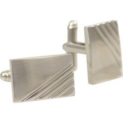 Eleganckie Klasyczne Spinki do Mankietów -Chattier- Srebrne, Męskie, Ukośne Paski SPMCHBASIC0083. Szare paski męskie Chattier, w paski, eleganckie. Za 33,00 zł.