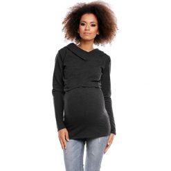 Bluza do karmienia bawełniana grafit - l/xl. Bluzy damskie e-margeritka.pl, s, bez wzorów, z bawełny, z długim rękawem, długie, z kapturem. Za 99,99 zł.