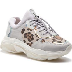 Sneakersy BRONX - 66167-CH BX 1525 L.Grey/Leopard/White 3004. Szare półbuty damskie Bronx, ze skóry. W wyprzedaży za 359,00 zł.