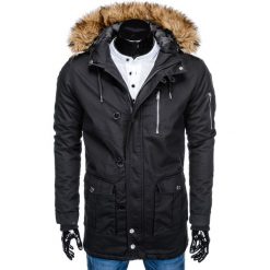 KURTKA MĘSKA ZIMOWA PARKA C365 - CZARNA. Czarne kurtki męskie marki Ombre Clothing, na zimę, m, z bawełny, z kapturem. Za 159,00 zł.