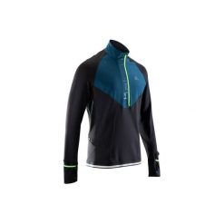 Bluza długi rękaw do biegania KIPRUN WARM REGUL męska. Czarne bluzy męskie rozpinane marki KALENJI, xl, z elastanu, z długim rękawem, długie. Za 119,99 zł.
