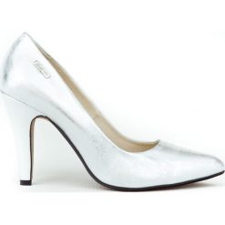 Szpilki - skóra naturalna - model 035 - kolor srebrny przecierka. Szare czółenka damskie Zapato, na imprezę, z nadrukiem, ze skóry, eleganckie, na wysokim obcasie, na obcasie, bez zapięcia. W wyprzedaży za 179,40 zł.