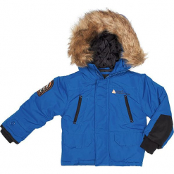 Kurtka zimowa w kolorze niebieskim. Niebieskie kurtki chłopięce marki Peak Mountain, na zimę. W wyprzedaży za 215,95 zł.