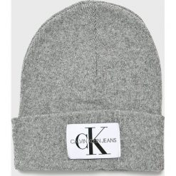 Calvin Klein Jeans - Czapka. Szare czapki zimowe damskie Calvin Klein Jeans, na zimę, z jeansu. Za 159,90 zł.