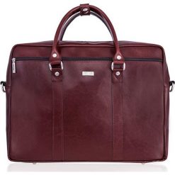 Skórzana torba męska na laptopa Solier burgundowa - Burgundowy. Czerwone torby męskie skórzane Solier, w paski, ze skóry. Za 499,99 zł.