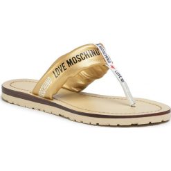 Japonki LOVE MOSCHINO - JA28101G0AJB0901 Oro. Żółte klapki damskie Love Moschino, bez wzorów, ze skóry, bez obcasa. W wyprzedaży za 299,00 zł.