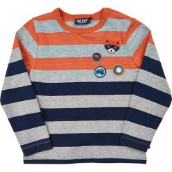 Koszulka w kolorze szaro-niebieskim. Niebieskie t-shirty chłopięce z długim rękawem MeToo, z aplikacjami. W wyprzedaży za 47,95 zł.