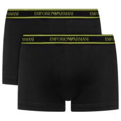 Komplet 2 par bokserek Emporio Armani Underwear 111210 9A717 07320. Czarne bokserki męskie Emporio Armani Underwear, bez wzorów, z elastanu. W wyprzedaży za 119,00 zł.