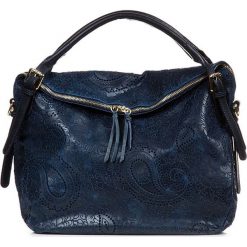 Shopper bag damskie: Skórzana torebka w kolorze granatowym – 50 x 40 x 16 cm