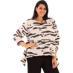 T-shirty damskie: Lniana koszulka w kolorze beżowo-antracytowym