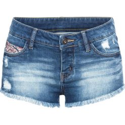 Krótkie spodenki dżinsowe hotpants z wstawkami bonprix niebieski "stone”. Niebieskie jeansy damskie bonprix. Za 89,99 zł.