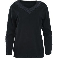 Czarny Sweter I'm Not Giving Up. Czarne swetry klasyczne damskie Born2be, l, z koronki, z dekoltem w serek. Za 79,99 zł.