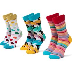 Zestaw 3 par wysokich skarpet damskich HAPPY SOCKS - XPRI08-1300 Kolorowy. Skarpetki damskie Happy Socks, bez wzorów, z elastanu. Za 119,90 zł.