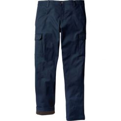 Spodnie bojówki ocieplane Regular Fit Straight bonprix ciemnoniebieski. Niebieskie spodnie męskie bonprix, m, bez wzorów, klasyczne. Za 149,99 zł.