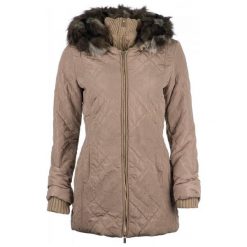 Desigual Płaszcz Damski Maca 40 Beżowy. Brązowe kurtki damskie pikowane marki Desigual, bez wzorów, bez kaptura. W wyprzedaży za 645,00 zł.