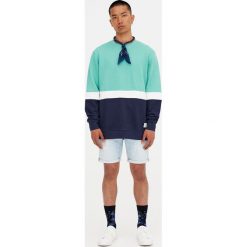 Lekka bawełniana bluza z trzema panelami. Zielone bluzy męskie rozpinane marki Pull&Bear, m, z bawełny. Za 48,90 zł.
