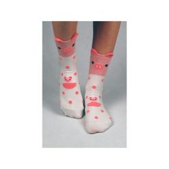 Skarpetki ze świnką i uszami 3D. Czerwone skarpetki damskie marki Candysox.pl. Za 30,00 zł.
