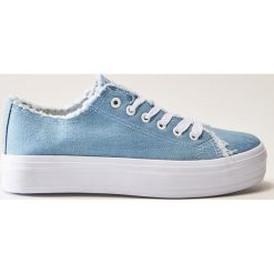 Trampki damskie slip on: Trampki na grubej podeszwie – Niebieski