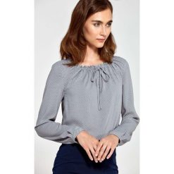 Szara Bluzka Marszczona przy Dekolcie. Szare bluzki damskie marki Molly.pl, s, z jeansu, eleganckie, z długim rękawem. W wyprzedaży za 102,21 zł.