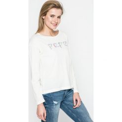 Pepe Jeans - Bluzka Mia. Białe bluzki damskie Pepe Jeans, na co dzień, s, z nadrukiem, z bawełny, casualowe, z okrągłym kołnierzem, bez rękawów. W wyprzedaży za 89,90 zł.