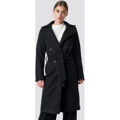 Rut&Circle Długi płaszcz Tove - Black. Czarne płaszcze damskie Rut&Circle, w paski. Za 364,95 zł.