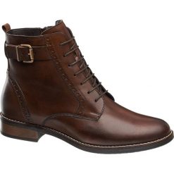 Botki damskie 5th Avenue brązowe. Brązowe botki damskie na obcasie marki 5th Avenue, z materiału, z paskami. Za 239,90 zł.
