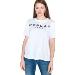 Replay Koszulka Biały. Białe koszulki damskie Replay, m, z nadrukiem, z bawełny, bez kołnierzyka, z krótkim rękawem. Za 206,95 zł.
