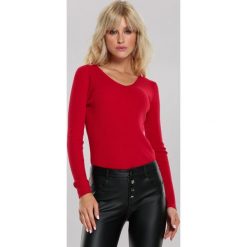 Czerwony Sweter Helena. Czerwone swetry damskie Renee, xl, bez wzorów, prążkowane, klasyczne, bez rękawów, długie, bez kaptura. Za 69,99 zł.