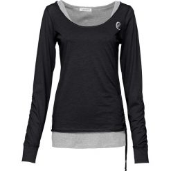 Shirt + top (2 części) bonprix czarno-jasnoszary melanż. Czarne bluzki damskie marki bonprix, melanż, z okrągłym kołnierzem, z długim rękawem. Za 59,99 zł.