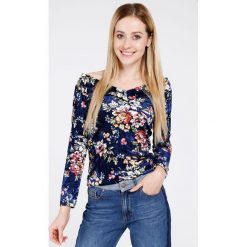 Bluzka - 46-1249 BLU. Niebieskie bluzki damskie Unisono, s, w kwiaty, z elastanu, bez kołnierzyka, bez rękawów. Za 29,00 zł.