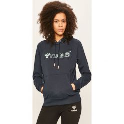 Hummel - Bluza. Niebieskie bluzy damskie Hummel, s, z nadrukiem, z bawełny, bez rękawów, z kapturem. W wyprzedaży za 129,90 zł.